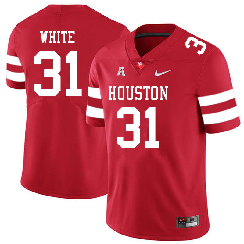 Men #31 William White Houston Cougars College Football Jerseys Sale-Red - Click Image to Close